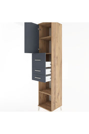 Hyperion Dolap 3 Raflı 3 Çekmeceli Tek Kapaklı 44x44x221 Çam-Antrasit