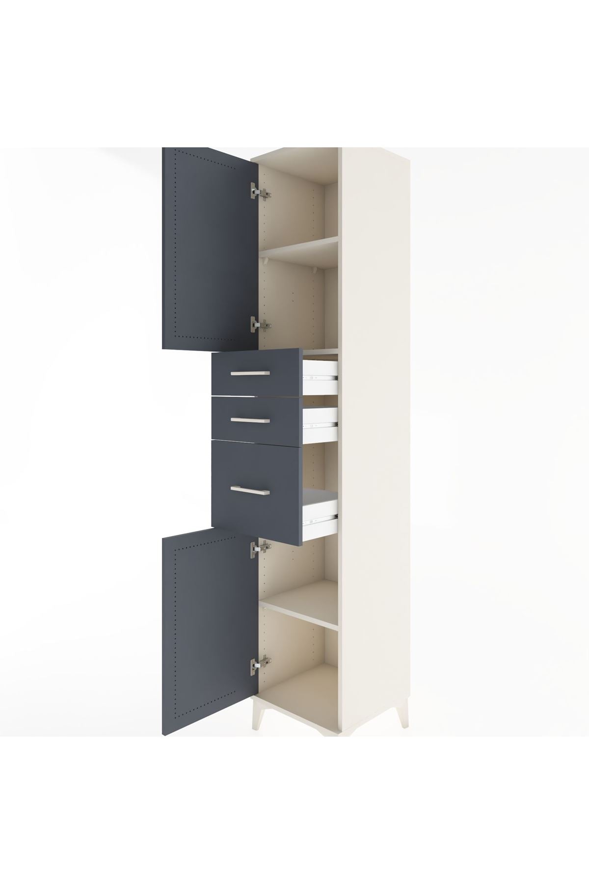 Hyperion Dolap 3 Raflı 3 Çekmeceli 2 Kapaklı 44x44x221 Aytaşı-Antrasit