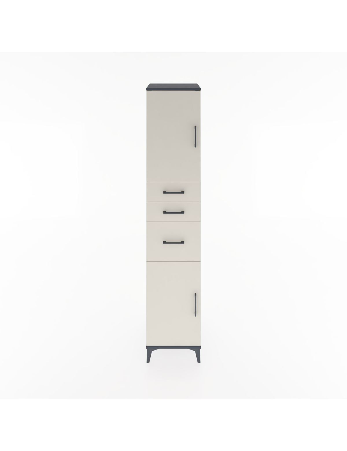 Hyperion Dolap 3 Raflı 3 Çekmeceli 2 Kapaklı 44x44x221 Antrasit-Aytaşı