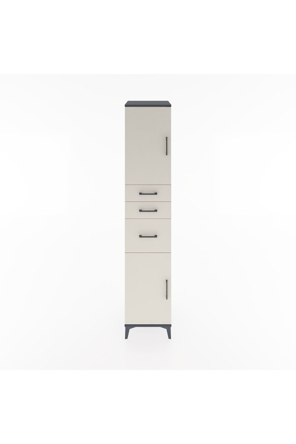 Hyperion Dolap 3 Raflı 3 Çekmeceli 2 Kapaklı 44x44x221 Antrasit-Aytaşı