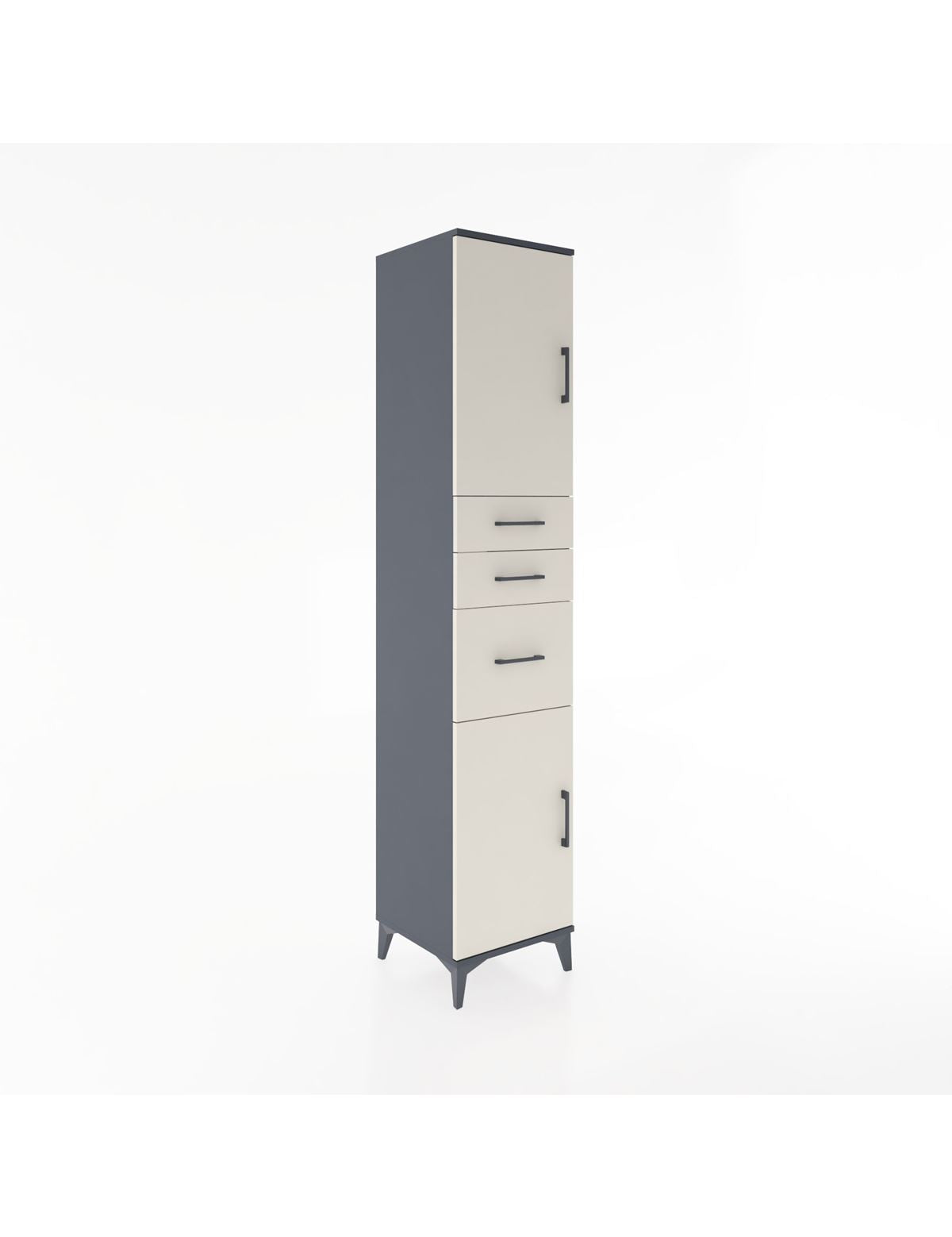 Hyperion Dolap 3 Raflı 3 Çekmeceli 2 Kapaklı 44x44x221 Antrasit-Aytaşı