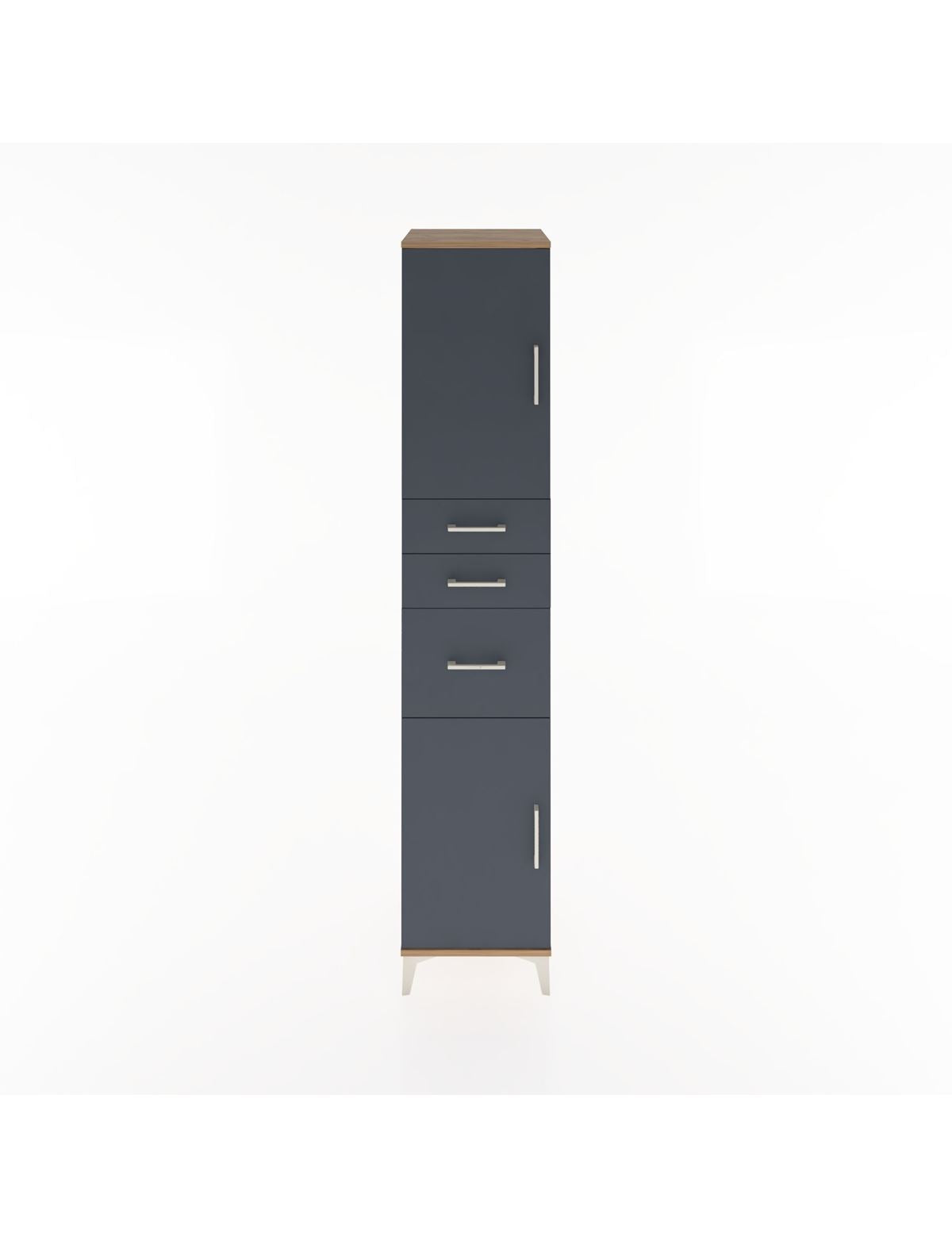 Hyperion Dolap 3 Raflı 3 Çekmeceli 2 Kapaklı 44x44x221 Çam-Antrasit