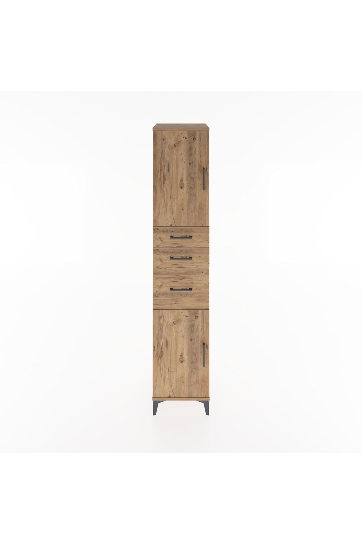 Hyperion Dolap 3 Raflı 3 Çekmeceli 2 Kapaklı 44x44x221 Çam-Çam