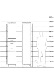 Hyperion Dolap 3 Raflı 3 Çekmeceli 2 Kapaklı 44x44x221 Çam-Antrasit