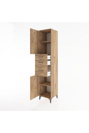 Hyperion Dolap 3 Raflı 3 Çekmeceli 2 Kapaklı 44x44x221 Çam-Çam