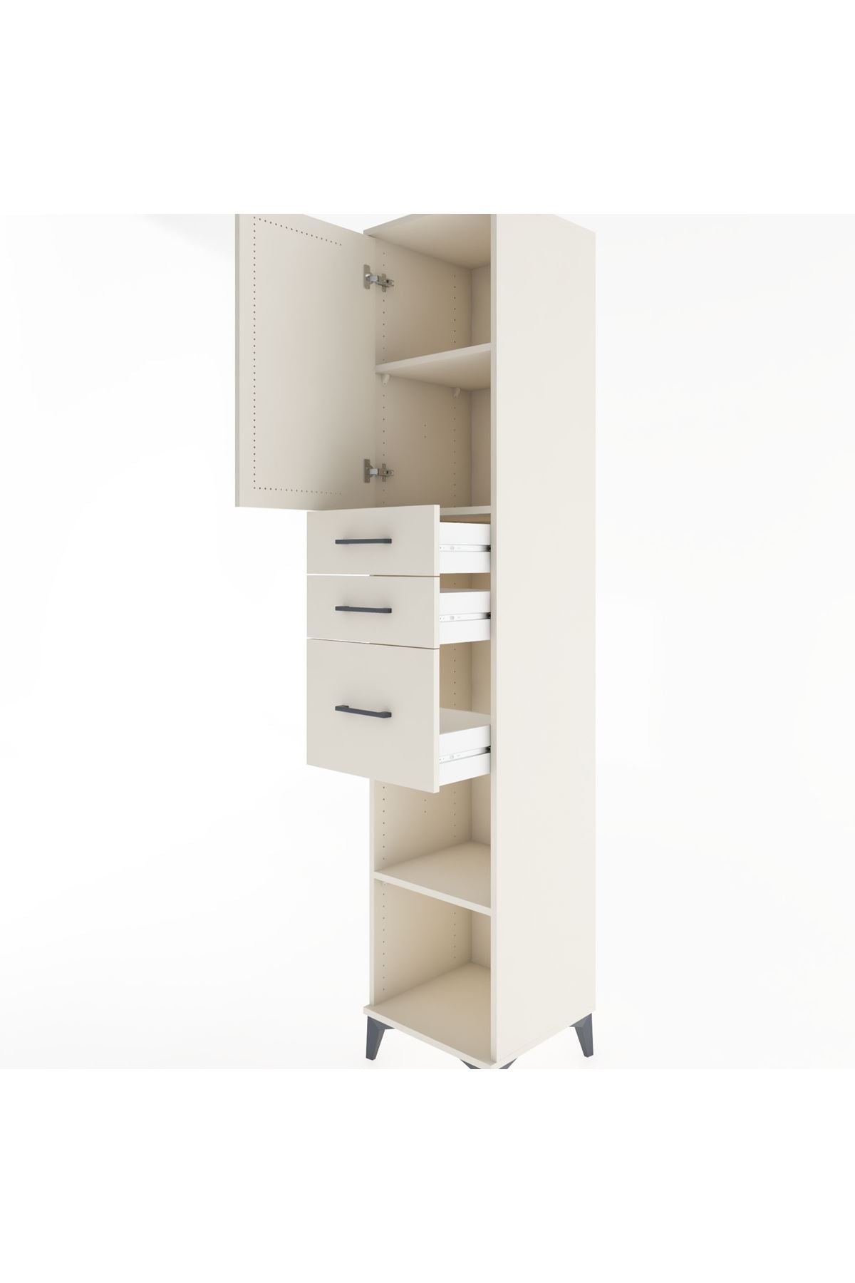 Hyperion Dolap 3 Raflı 3 Çekmeceli Tek Kapaklı 44x44x221 Aytaşı-Aytaşı