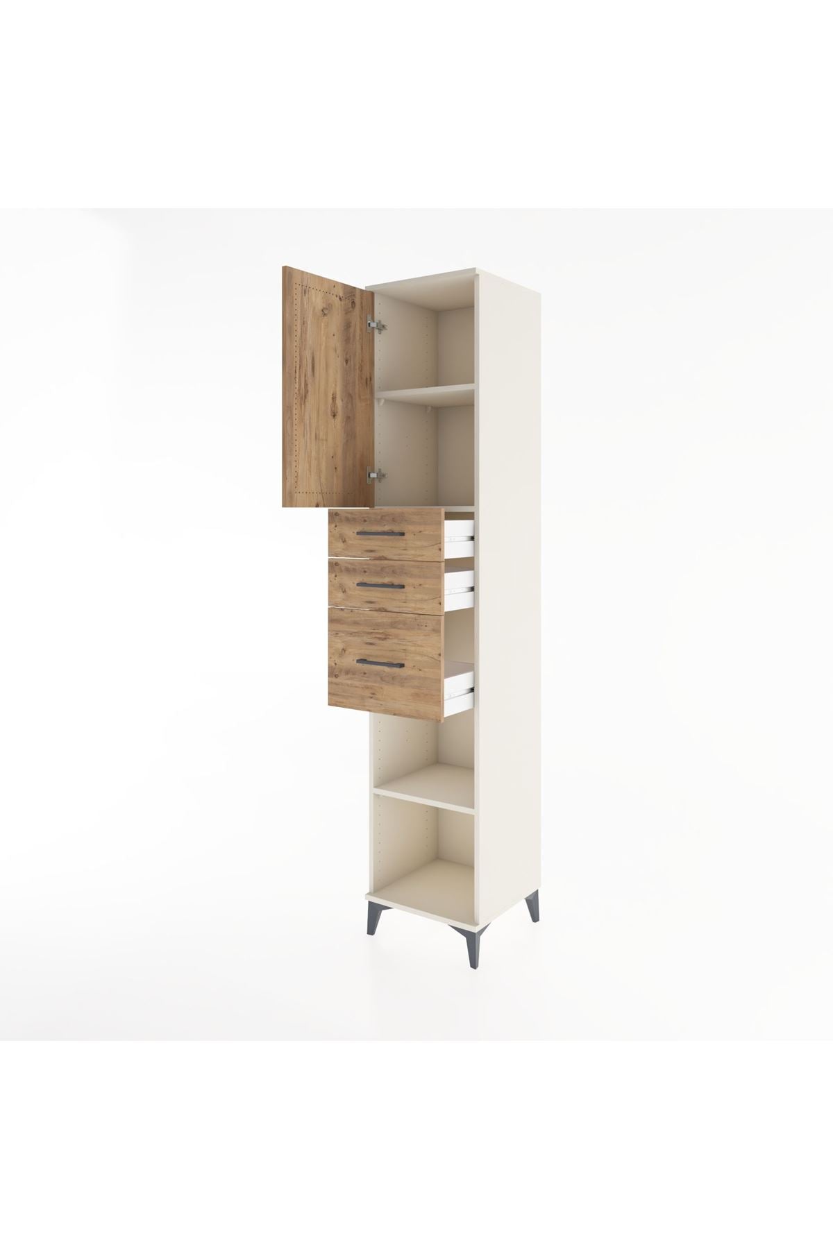 Hyperion Dolap 3 Raflı 3 Çekmeceli Tek Kapaklı 44x44x221 Aytaşı-Çam