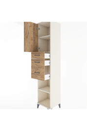 Hyperion Dolap 3 Raflı 3 Çekmeceli Tek Kapaklı 44x44x221 Aytaşı-Çam