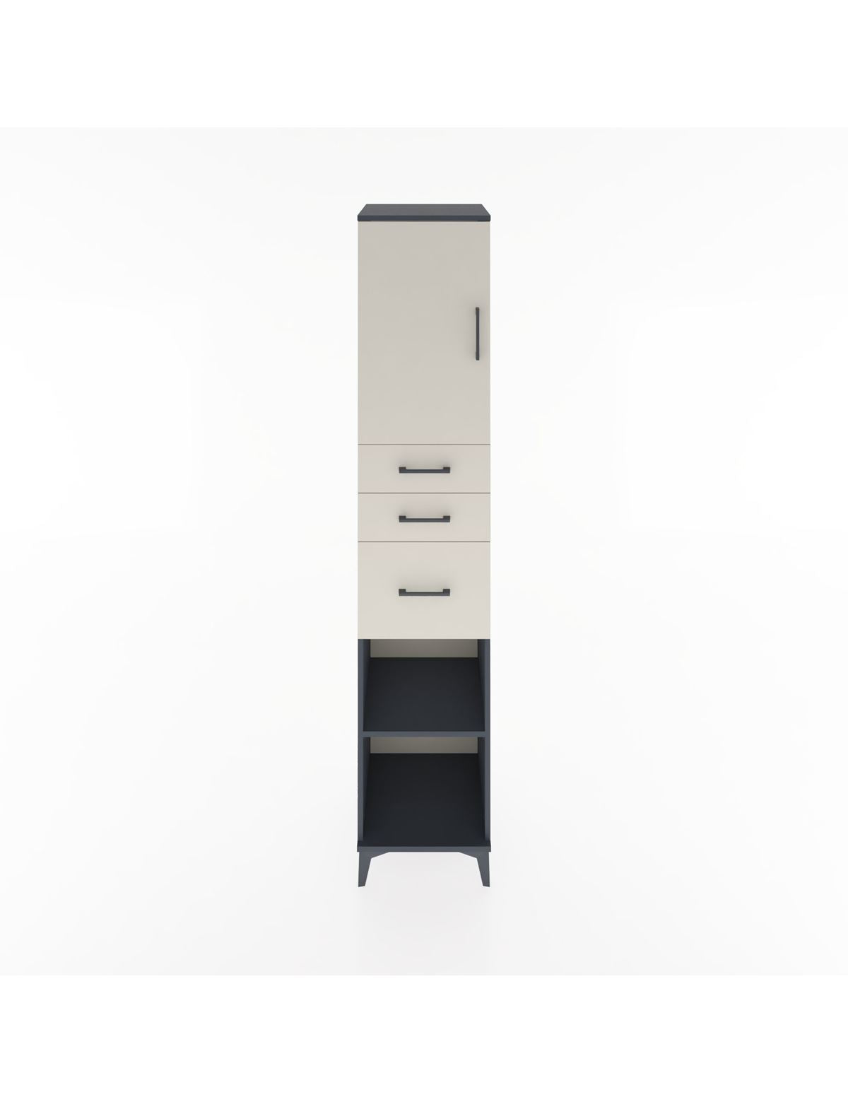 Hyperion Dolap 3 Raflı 3 Çekmeceli Tek Kapaklı 44x44x221 Antrasit-Aytaşı