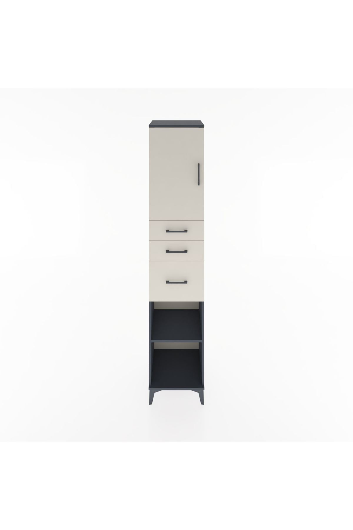 Hyperion Dolap 3 Raflı 3 Çekmeceli Tek Kapaklı 44x44x221 Antrasit-Aytaşı