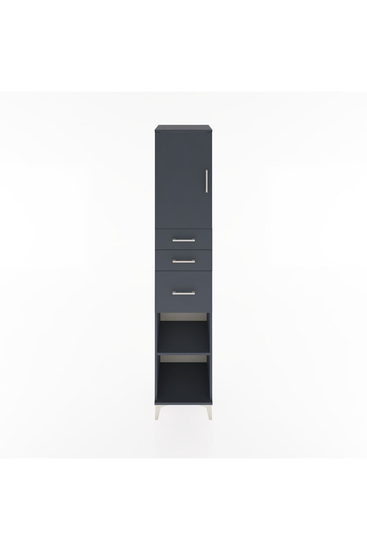 Hyperion Dolap 3 Raflı 3 Çekmeceli Tek Kapaklı 44x44x221 Antrasit-Antrasit