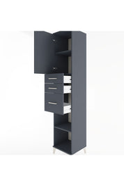 Hyperion Dolap 3 Raflı 3 Çekmeceli Tek Kapaklı 44x44x221 Antrasit-Antrasit