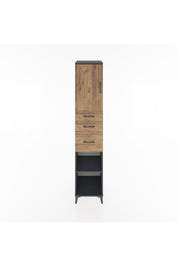 Hyperion Dolap 3 Raflı 3 Çekmeceli Tek Kapaklı 44x44x221 Antrasit-Çam