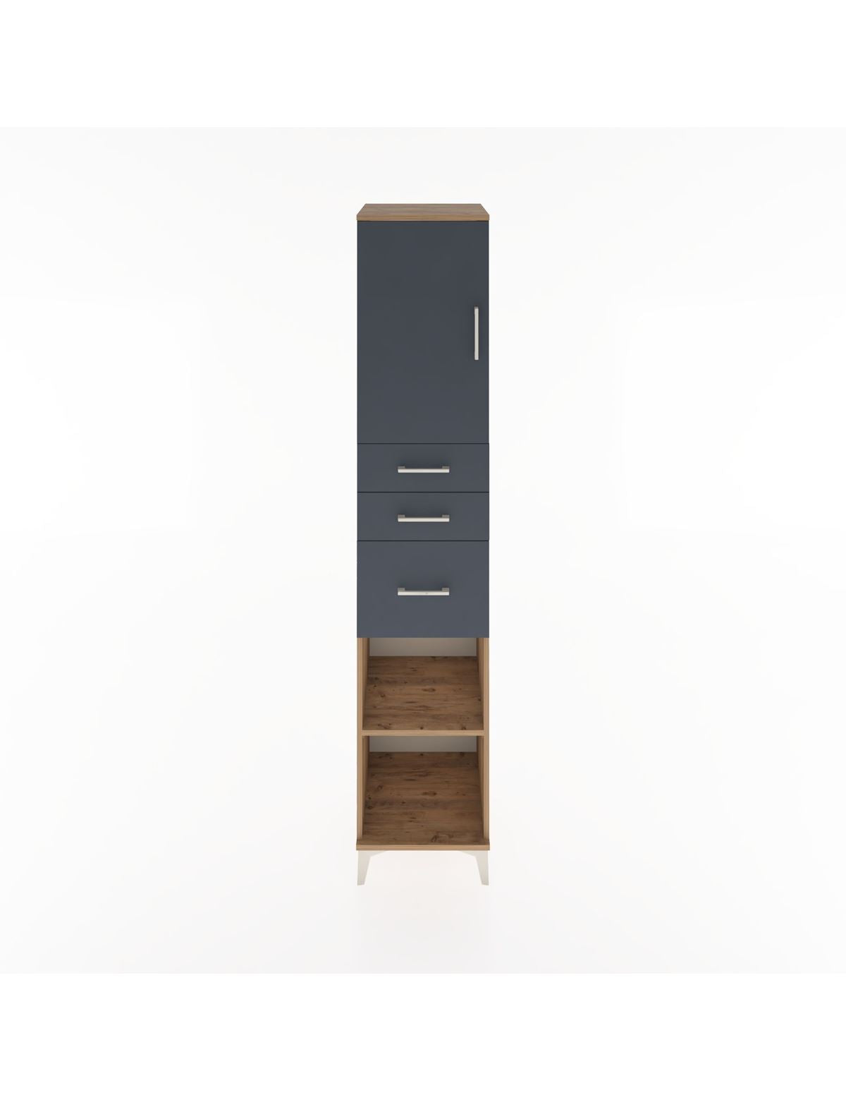 Hyperion Dolap 3 Raflı 3 Çekmeceli Tek Kapaklı 44x44x221 Çam-Antrasit