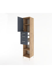 Hyperion Dolap 3 Raflı 3 Çekmeceli Tek Kapaklı 44x44x221 Çam-Antrasit