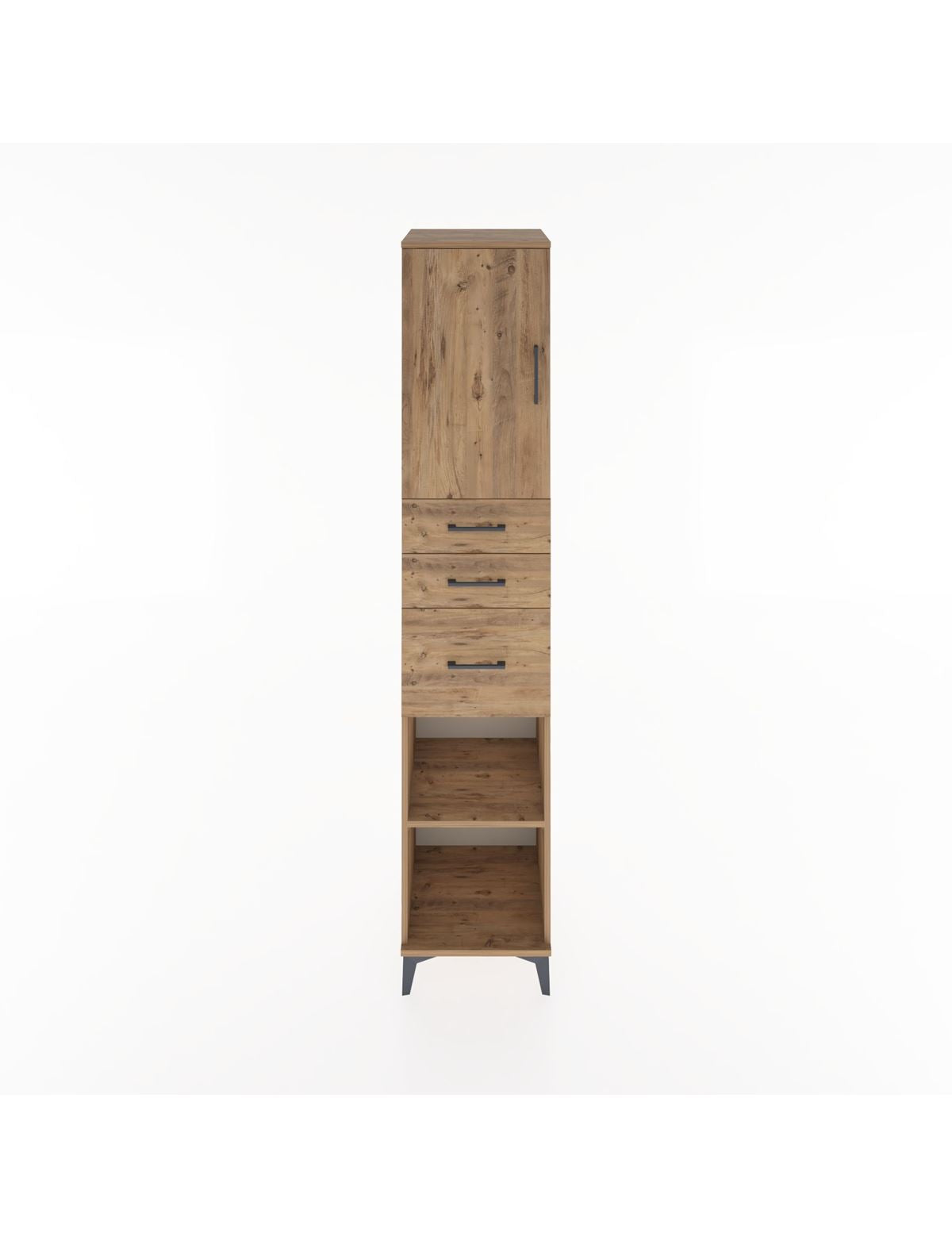 Hyperion Dolap 3 Raflı 3 Çekmeceli Tek Kapaklı 44x44x221 Çam-Çam