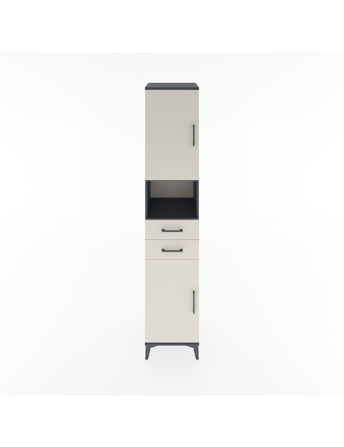 Hyperion Dolap 4 Raflı 2 Çekmeceli 2 Kapaklı 44x44x221 Antrasit-Aytaşı