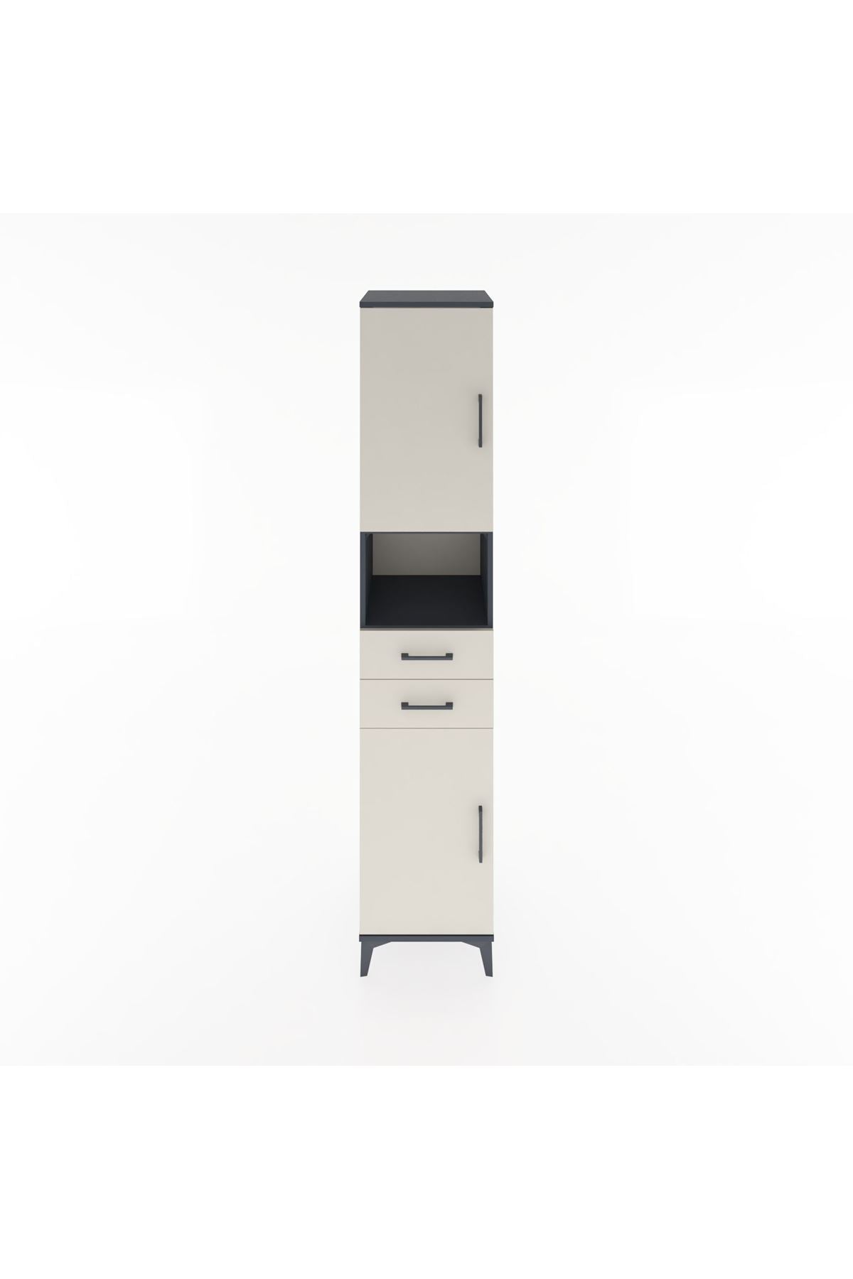 Hyperion Dolap 4 Raflı 2 Çekmeceli 2 Kapaklı 44x44x221 Antrasit-Aytaşı