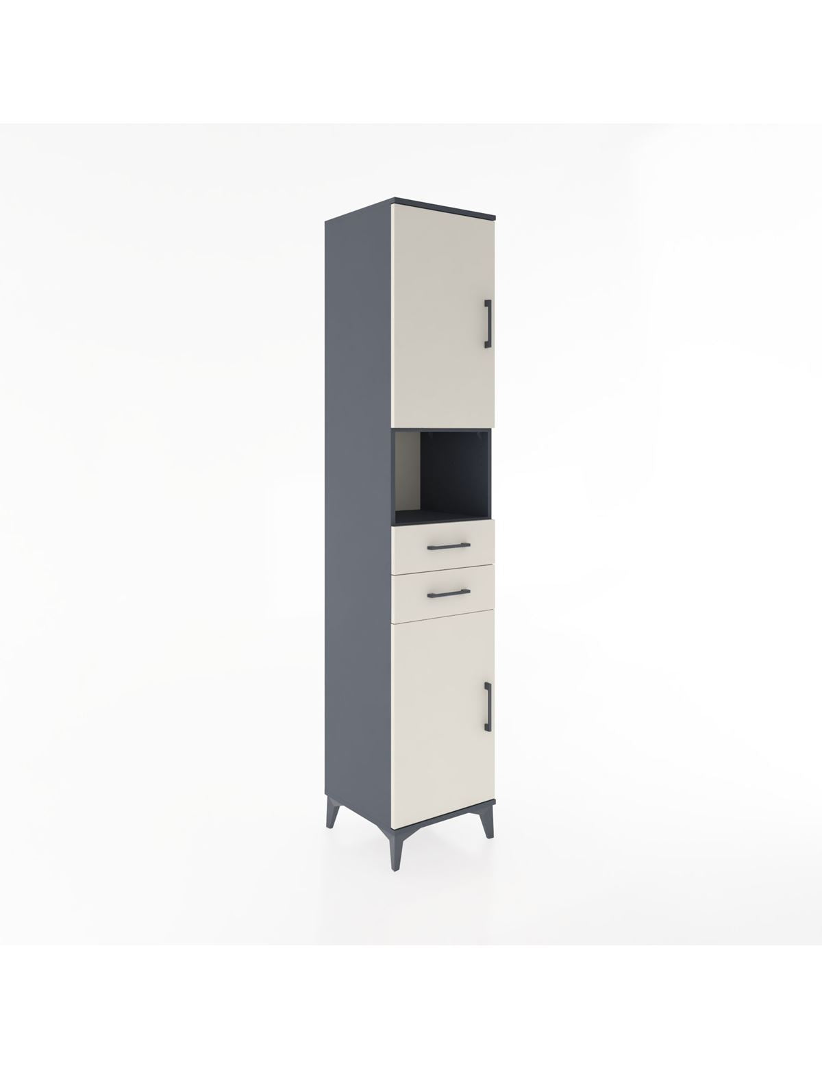Hyperion Dolap 4 Raflı 2 Çekmeceli 2 Kapaklı 44x44x221 Antrasit-Aytaşı