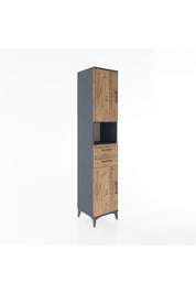 Hyperion Dolap 4 Raflı 2 Çekmeceli 2 Kapaklı 44x44x221 Antrasit-Çam