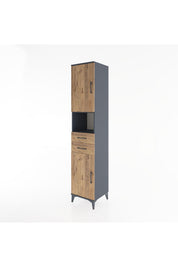 Hyperion Dolap 4 Raflı 2 Çekmeceli 2 Kapaklı 44x44x221 Antrasit-Çam