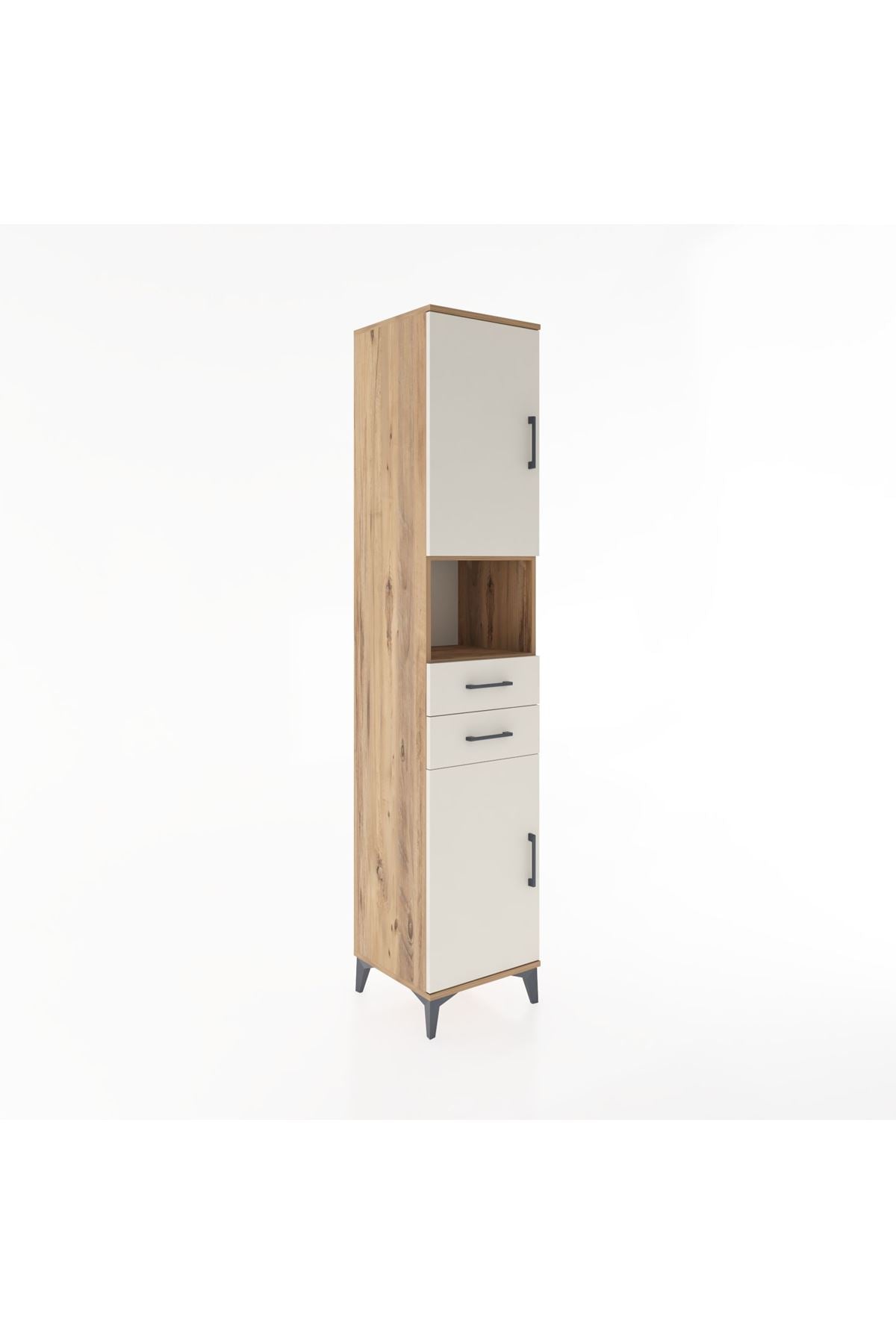 Hyperion Dolap 4 Raflı 2 Çekmeceli 2 Kapaklı 44x44x221 Çam-Aytaşı