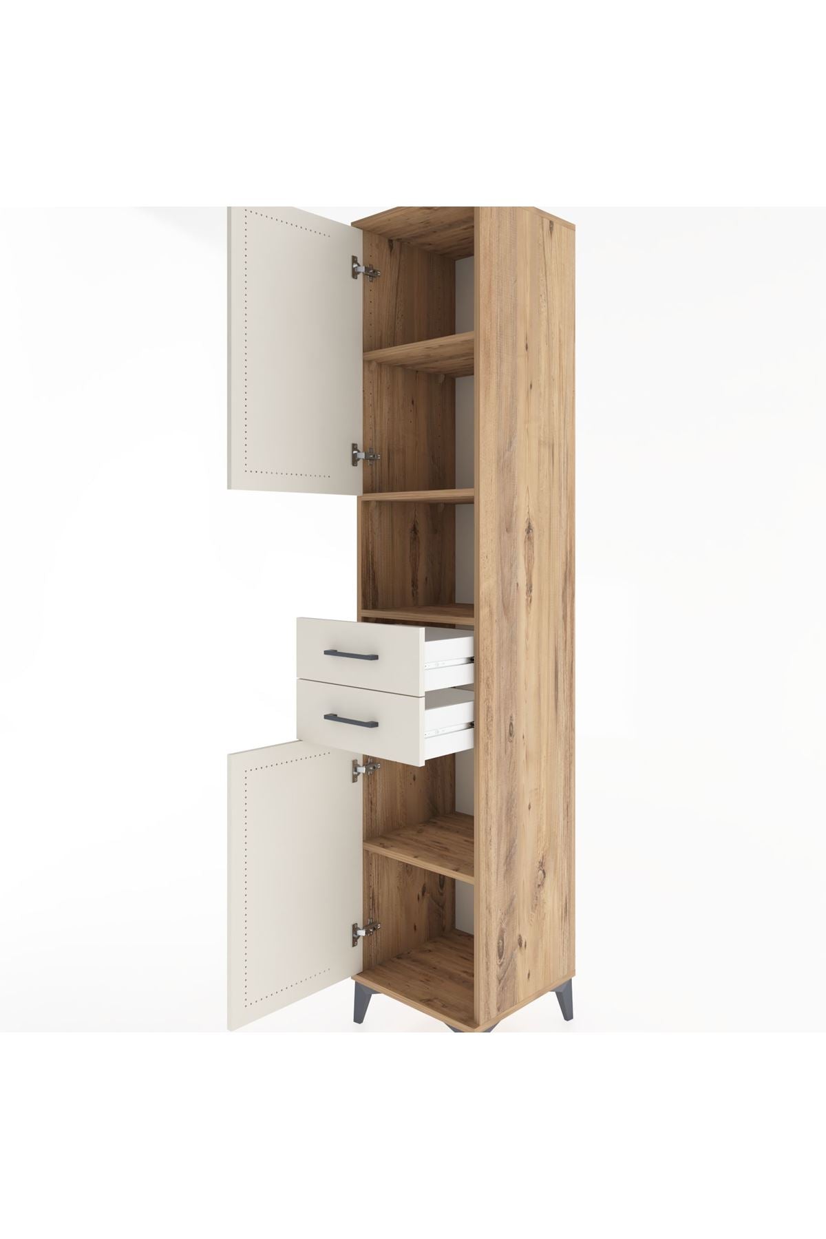Hyperion Dolap 4 Raflı 2 Çekmeceli 2 Kapaklı 44x44x221 Çam-Aytaşı