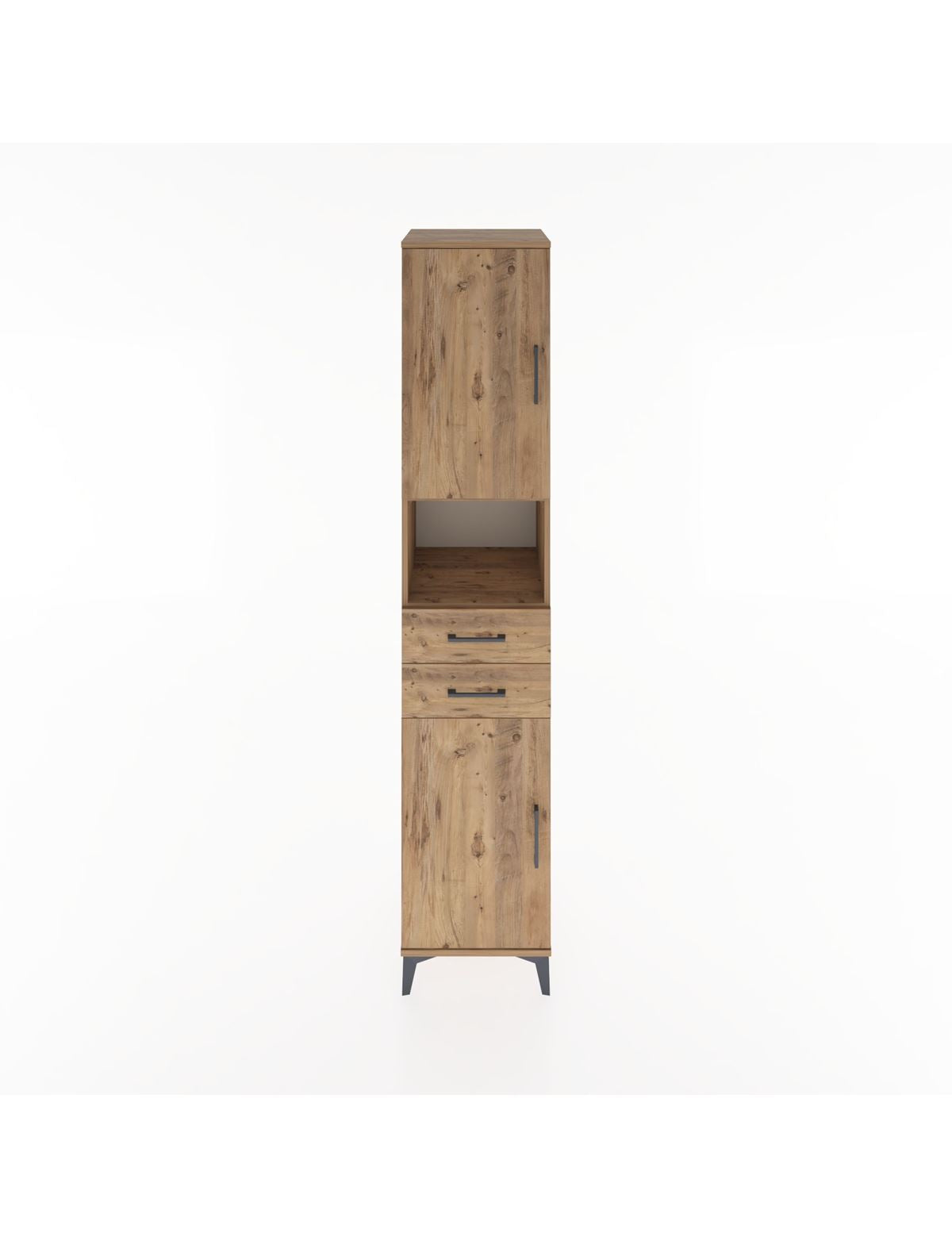 Hyperion Dolap 4 Raflı 2 Çekmeceli 2 Kapaklı 44x44x221 Çam-Çam
