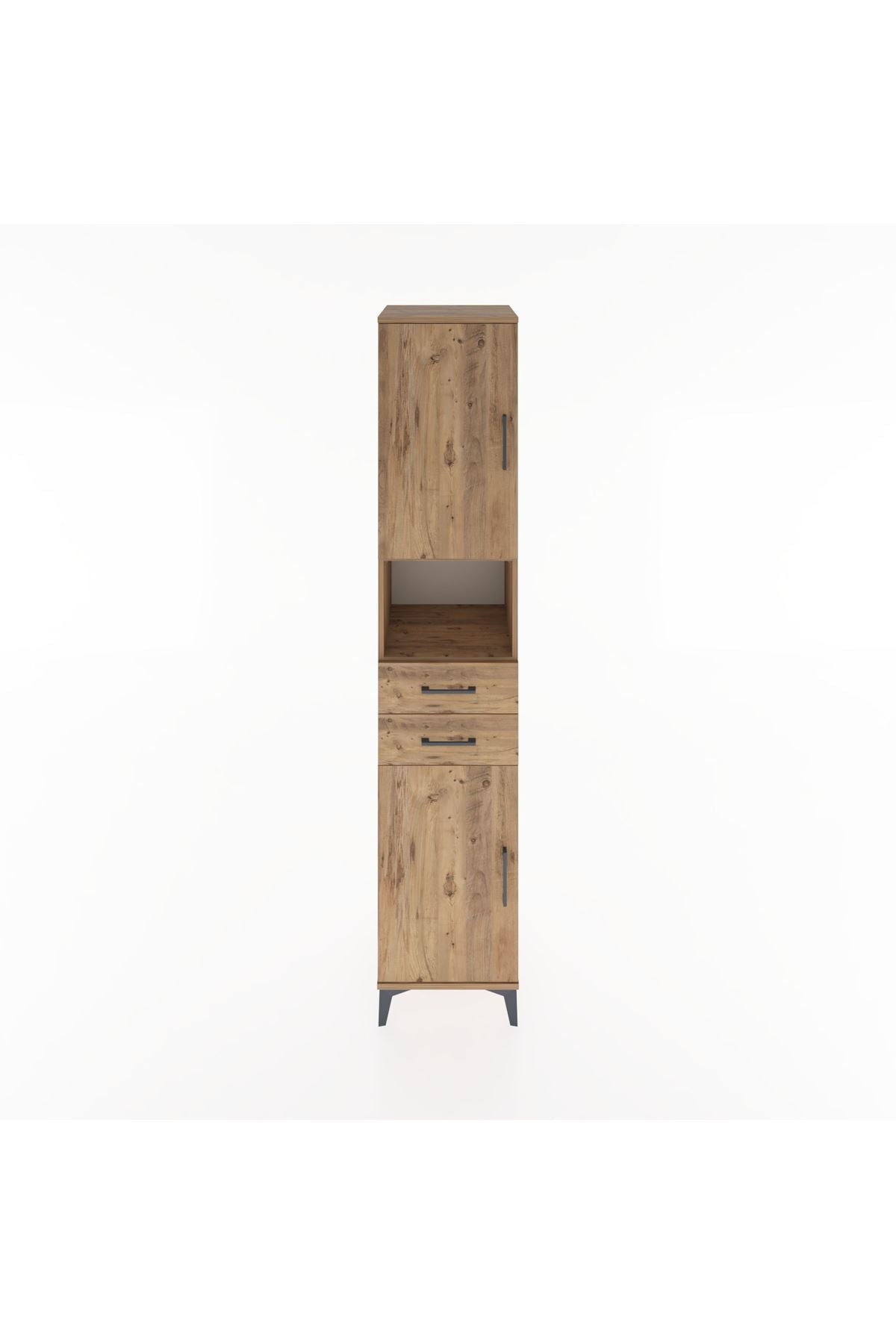 Hyperion Dolap 4 Raflı 2 Çekmeceli 2 Kapaklı 44x44x221 Çam-Çam