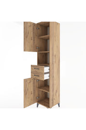 Hyperion Dolap 4 Raflı 2 Çekmeceli 2 Kapaklı 44x44x221 Çam-Çam