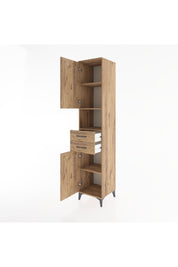 Hyperion Dolap 4 Raflı 2 Çekmeceli 2 Kapaklı 44x44x221 Çam-Çam