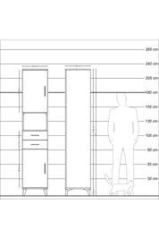 Hyperion Dolap 4 Raflı 2 Çekmeceli 2 Kapaklı 44x44x221 Çam-Çam