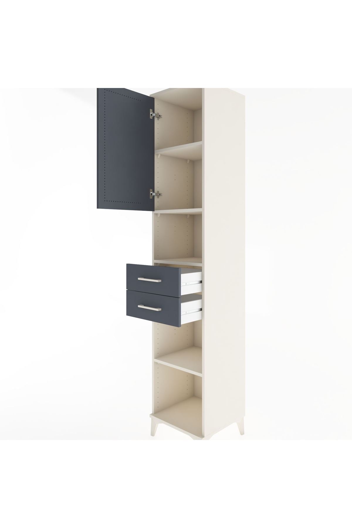 Hyperion Dolap 4 Raflı 2 Çekmeceli Tek Kapaklı 44x44x221 - S61M234V2B