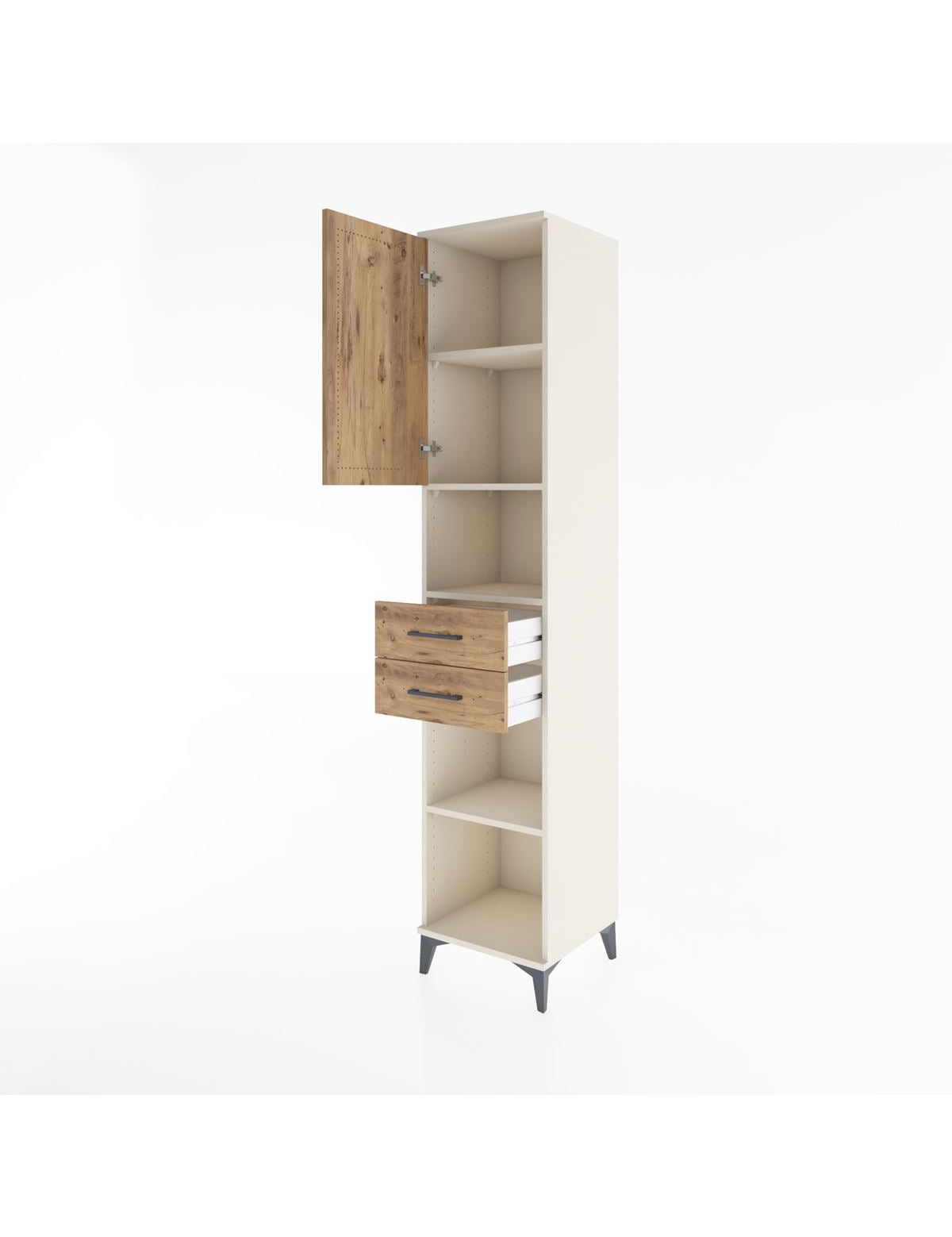 Hyperion Dolap 4 Raflı 2 Çekmeceli Tek Kapaklı 44x44x221 - S61M234V3B