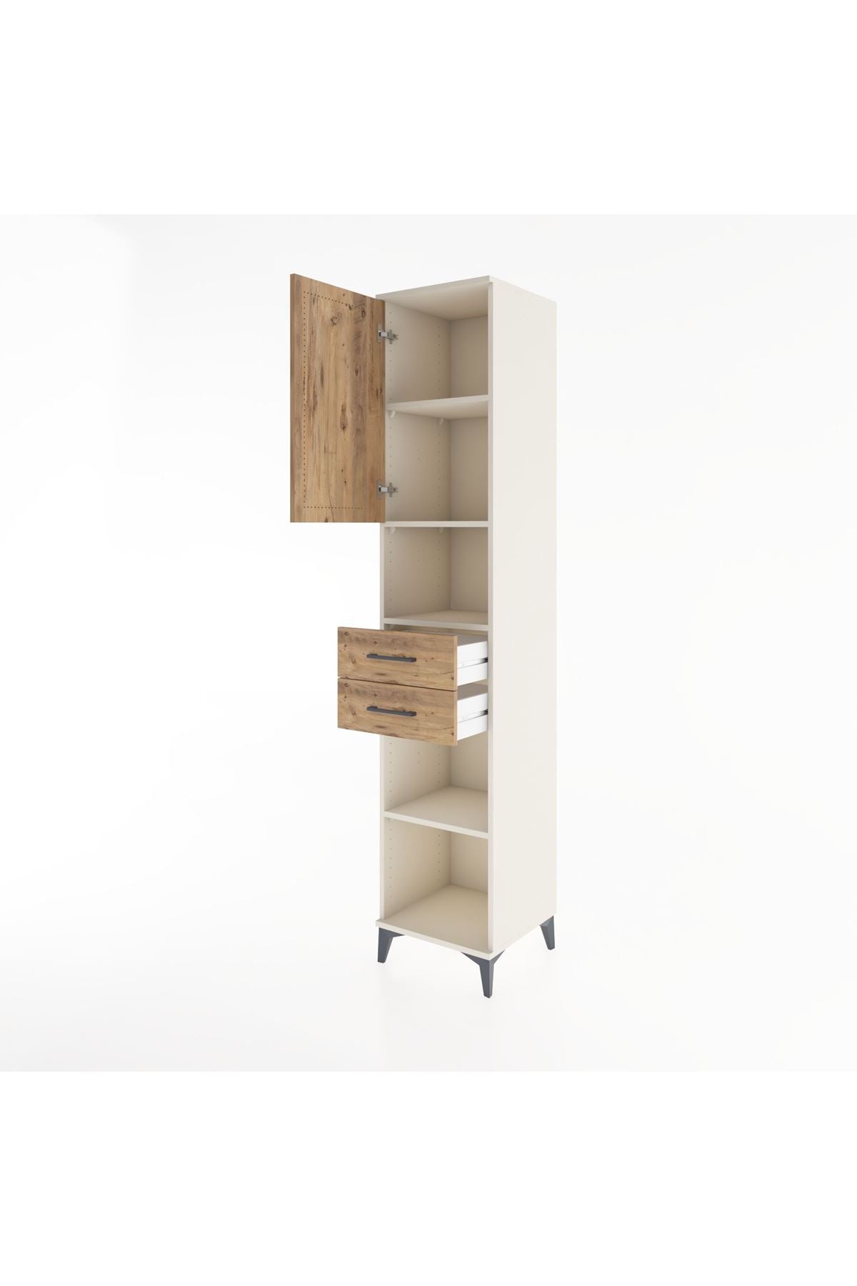 Hyperion Dolap 4 Raflı 2 Çekmeceli Tek Kapaklı 44x44x221 - S61M234V3B