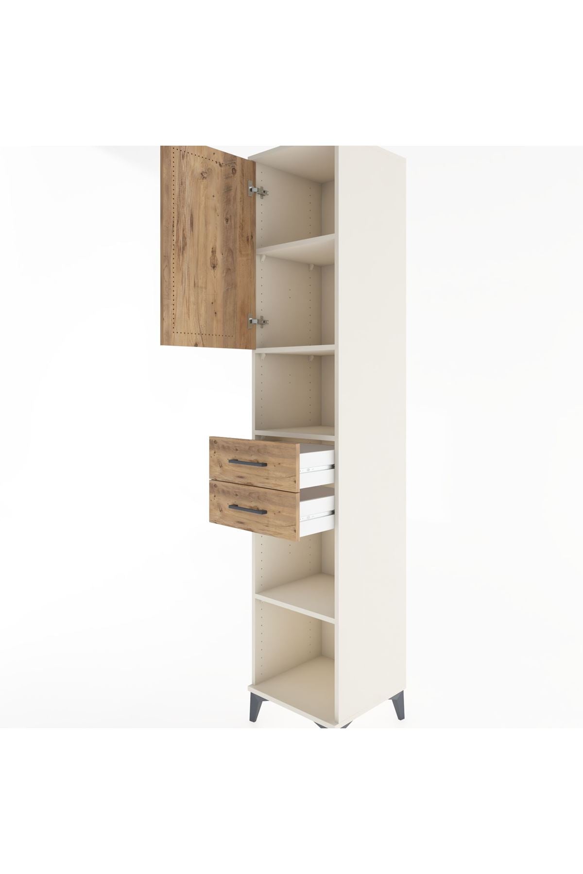 Hyperion Dolap 4 Raflı 2 Çekmeceli Tek Kapaklı 44x44x221 - S61M234V3B