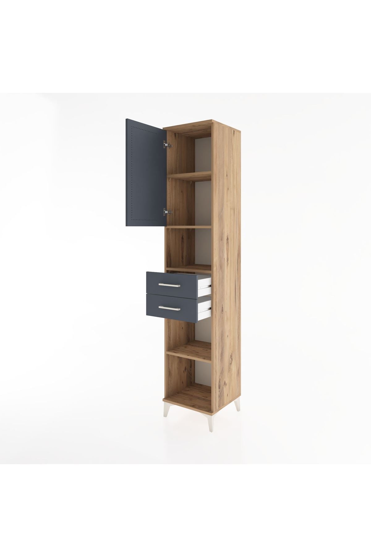 Hyperion Dolap 4 Raflı 2 Çekmeceli Tek Kapaklı 44x44x221 - S61M234V8B