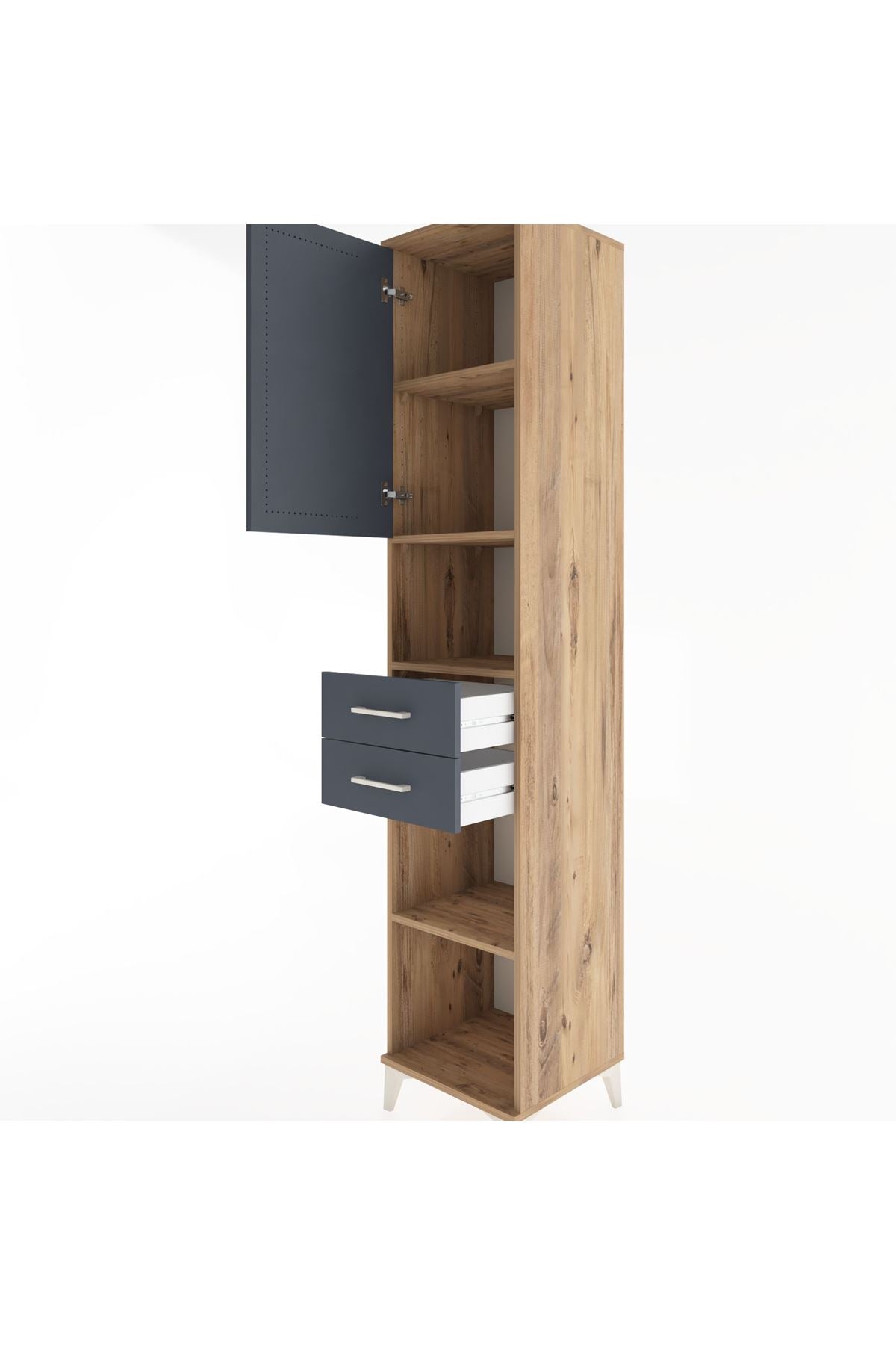 Hyperion Dolap 4 Raflı 2 Çekmeceli Tek Kapaklı 44x44x221 - S61M234V8B