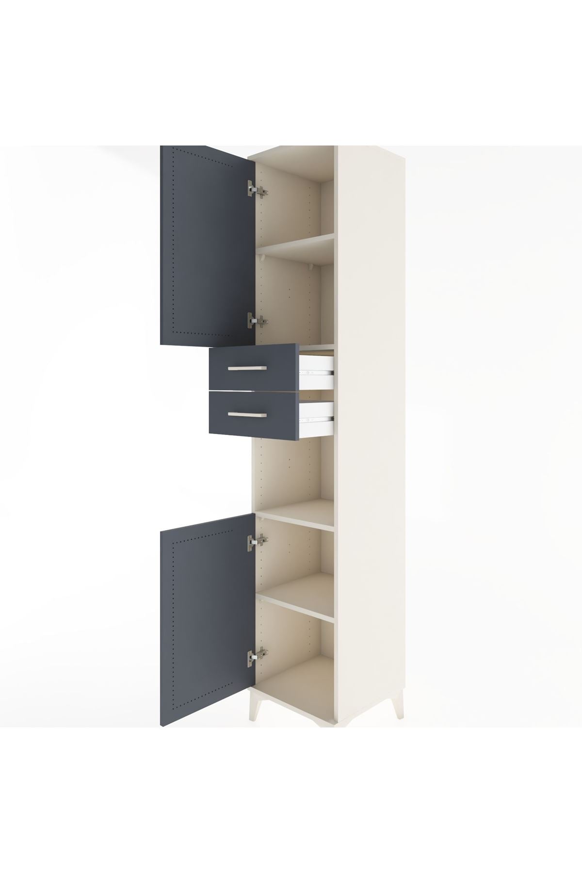 Hyperion Dolap 4 Raflı 2 Çekmeceli 2 Kapaklı 44x44x221 Aytaşı-Antrasit