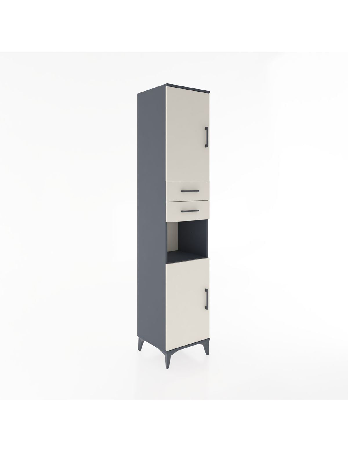 Hyperion Dolap 4 Raflı 2 Çekmeceli 2 Kapaklı 44x44x221 Antrasit-Aytaşı