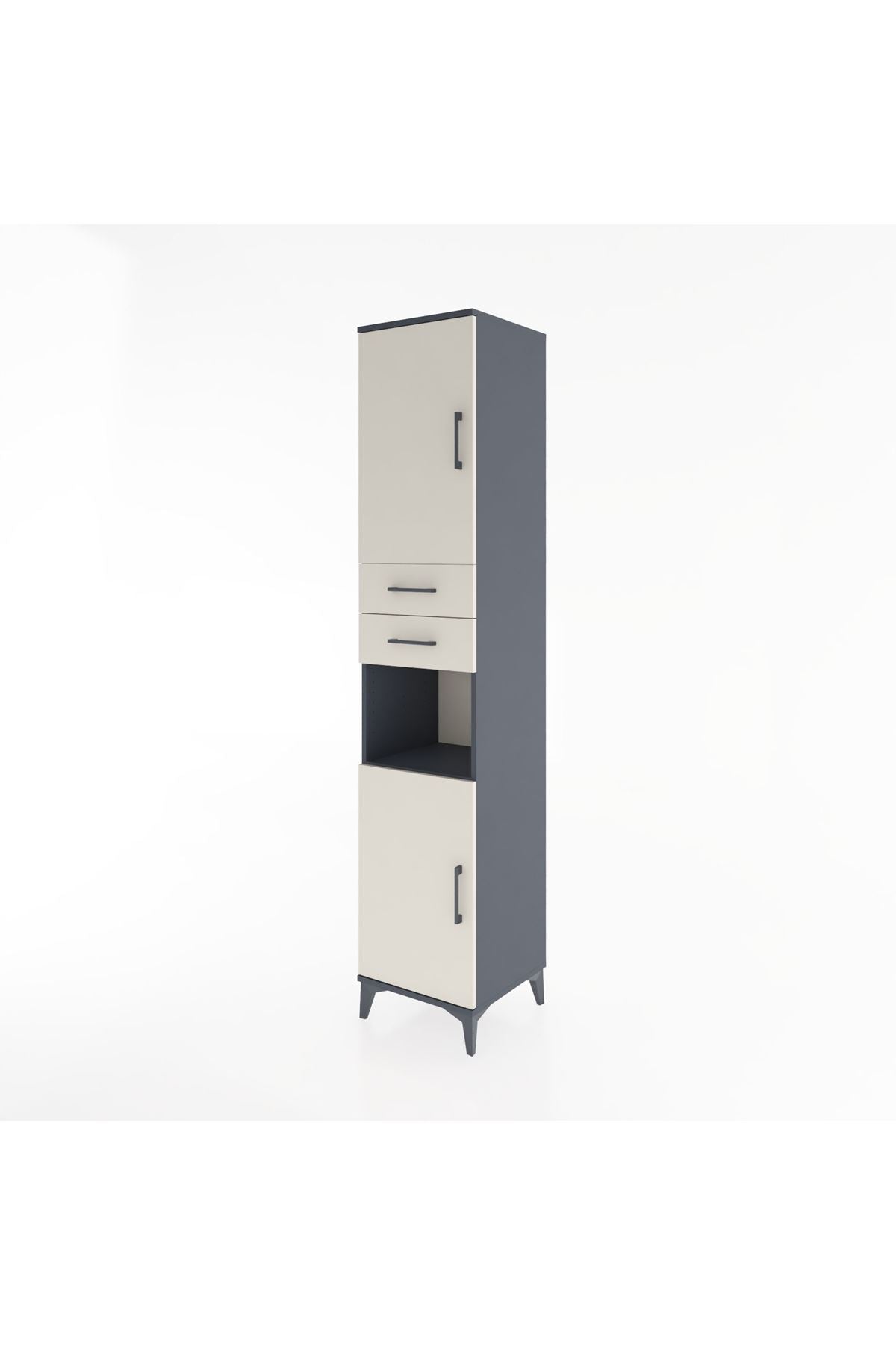 Hyperion Dolap 4 Raflı 2 Çekmeceli 2 Kapaklı 44x44x221 Antrasit-Aytaşı