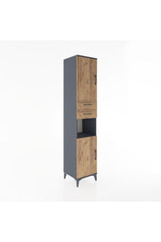 Hyperion Dolap 4 Raflı 2 Çekmeceli 2 Kapaklı 44x44x221 Antrasit-Çam