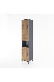 Hyperion Dolap 4 Raflı 2 Çekmeceli 2 Kapaklı 44x44x221 Antrasit-Çam
