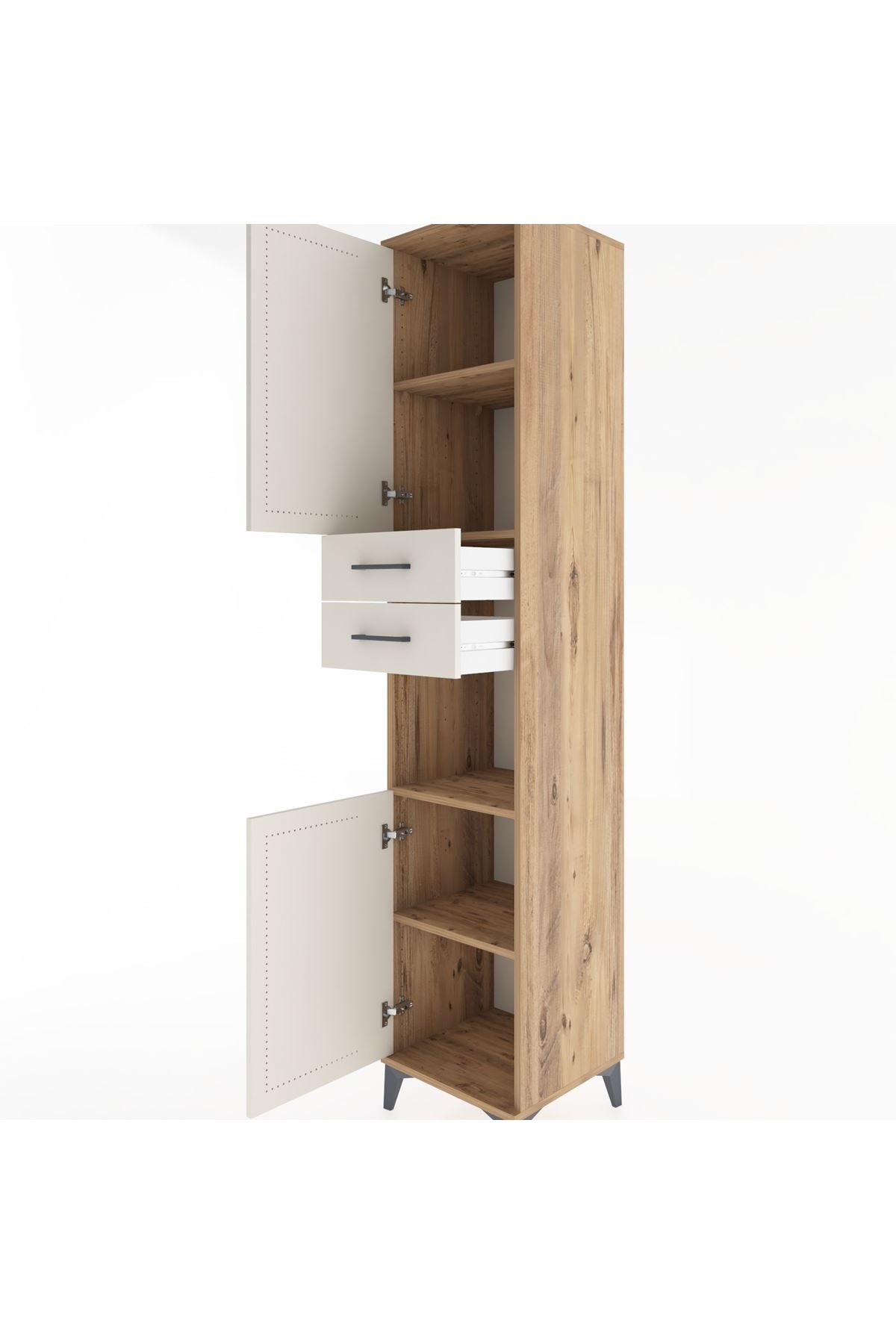 Hyperion Dolap 4 Raflı 2 Çekmeceli 2 Kapaklı 44x44x221 Çam-Aytaşı