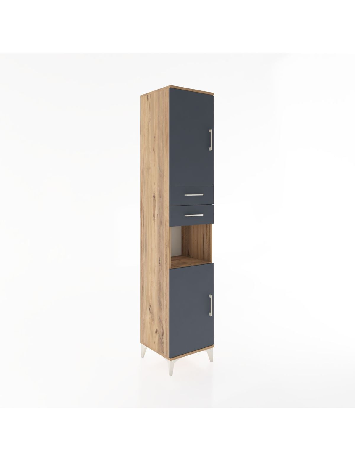 Hyperion Dolap 4 Raflı 2 Çekmeceli 2 Kapaklı 44x44x221 Çam-Antrasit