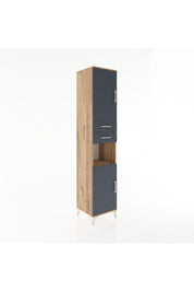 Hyperion Dolap 4 Raflı 2 Çekmeceli 2 Kapaklı 44x44x221 Çam-Antrasit