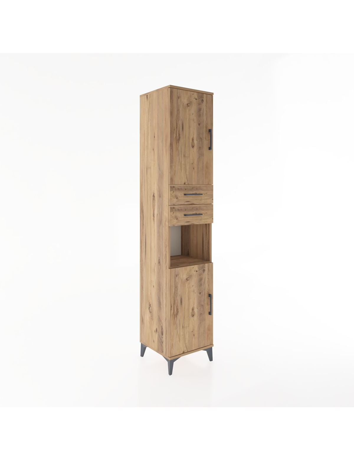 Hyperion Dolap 4 Raflı 2 Çekmeceli 2 Kapaklı 44x44x221 Çam-Çam