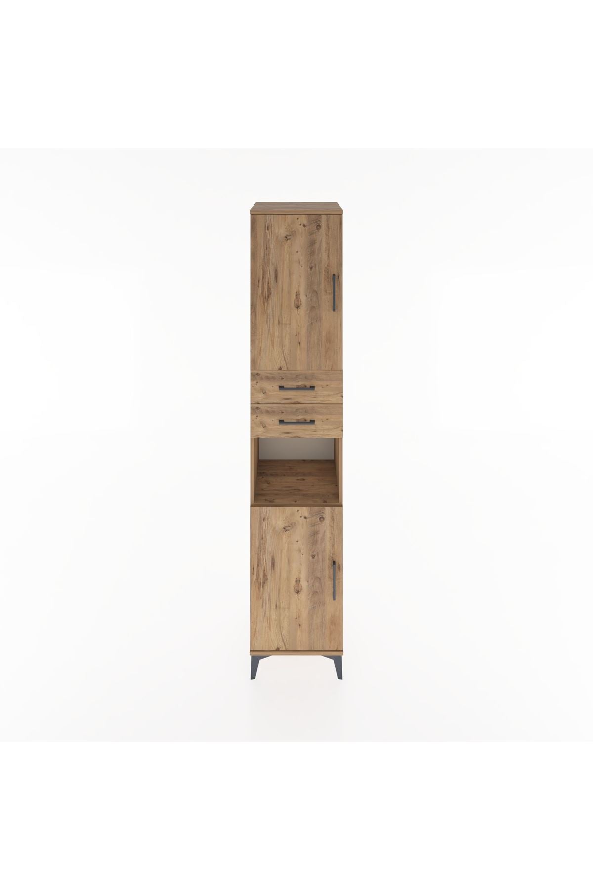 Hyperion Dolap 4 Raflı 2 Çekmeceli 2 Kapaklı 44x44x221 Çam-Çam