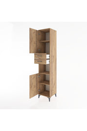Hyperion Dolap 4 Raflı 2 Çekmeceli 2 Kapaklı 44x44x221 Çam-Çam