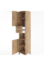 Hyperion Dolap 4 Raflı 2 Çekmeceli 2 Kapaklı 44x44x221 Çam-Çam